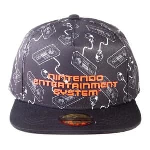 Nintendo - Nes Controllers All-Over Print With Logo Unisex Snapback Baseball Cap - Black