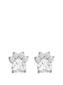 Simply Silver Sterling Silver 925 Paw Print Cubic Zirconia Earrings