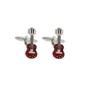 Musicology Red Epoxy Cufflinks Guitar