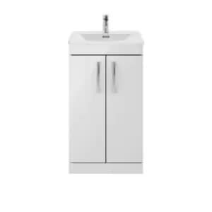 Nuie Athena 500 Floor Standing 2-door Vanity & Curved Basin - Gloss Grey Mist