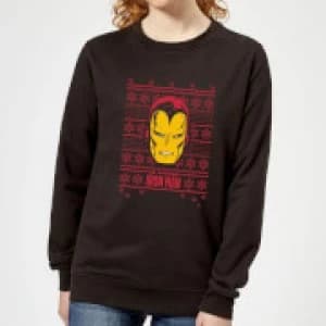 Marvel Iron Man Face Womens Christmas Sweatshirt - Black