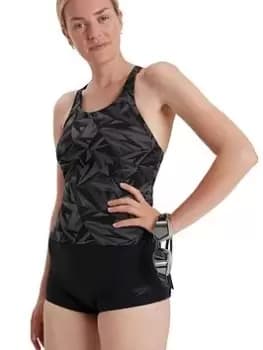 Speedo Hyperboom Tankini, Black/Grey, Size 32, Women