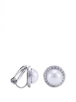 Jon Richard Silver Plated Pave Pearl Clip On Stud Earrings