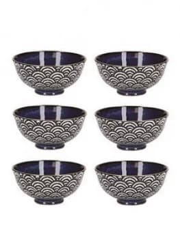 Kitchencraft Mikasa Satori Living Gold Seigaiha Wave Miso Serve Bowls Set Of 6