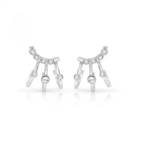 Ladies Guess Silver Plated Crystal Beauty Earrings