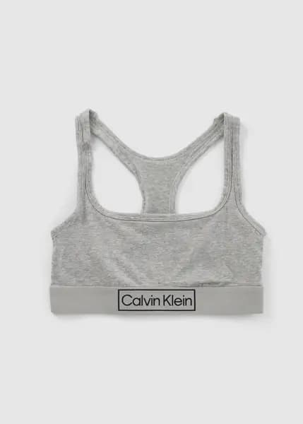 Calvin Klein Womens Underwear Reimagined Heritage Racerback Bralette In Heather Grey