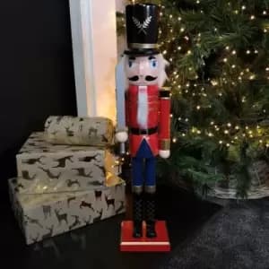 60cm Traditional Wooden Christmas Nutcracker Soldier Decoration with Red Body