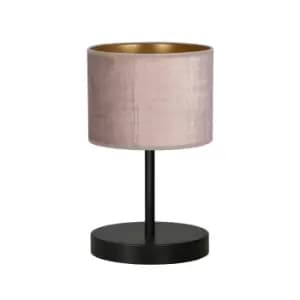 Hilde Black Table Lamp with Round Shade with Pink Fabric Shades, 1x E27
