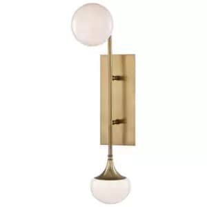 Fleming 2 Light Wall Sconce Brass, Glass, 3000K