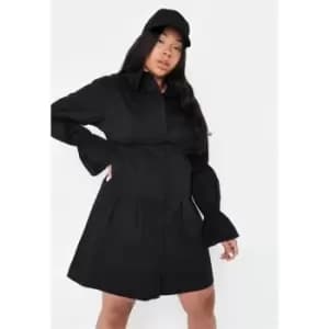 Missguided Plus Size Puff Sleeve Shirt Dress - Black