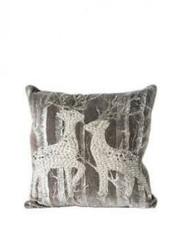 Gallery Woodland Reindeers Emb Cushion Silver 400X400Mm