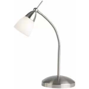 Loops - Touch Dimmer Table Lamp Light Satin Chrome & Glass Shade Classic Reading Task