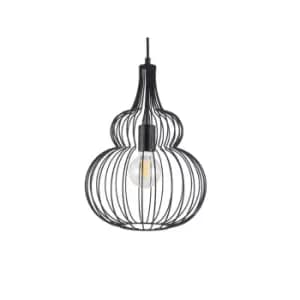 Matt Black Metal Shaped Wire Pendant