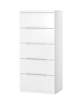 Julian Bowen Manhattan High Gloss Chest Of 5 Drawers - White