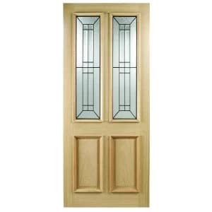 Wickes Malton External Oak Veneer Door Glazed 2 Panel 1981 x 762mm