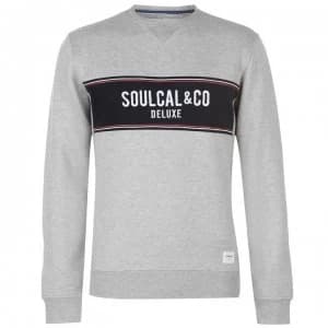 SoulCal Deluxe Panel Crew Neck Sweatshirt - Grey Marl