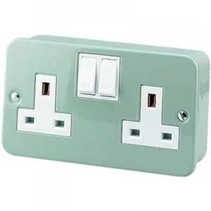 Wickes Metal Clad Switched Socket 2 Gang