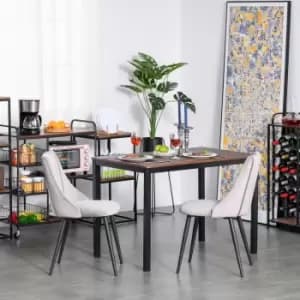 Set Of 2 High Back Dining Chairs Velvet Touch with Metal Legs Grey