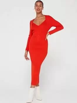 BOSS Knit Wrap Front Dress -Orange Size M Women