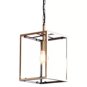 Ceiling Pendant Light Matt Antique Brass & Clear Glass 10W LED E27 e10175
