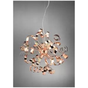 Zoe 6 Light Ribbon Pendant Ceiling Light, Copper