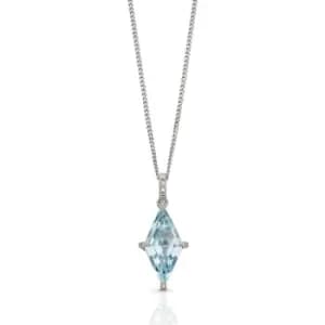 JG Signature 9ct White Gold Blue Topaz & Diamond Kite Necklace