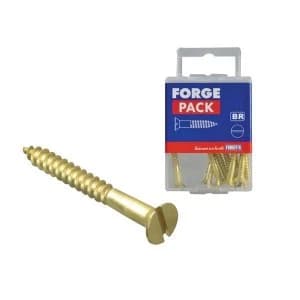 ForgeFix Wood Screw Slotted CSK Brass 1" x 4 Forge Pack 35