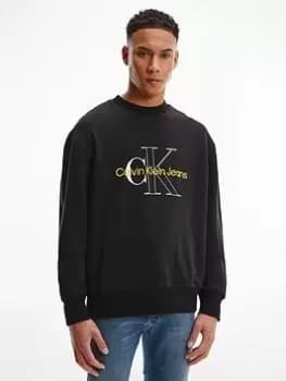 Calvin Klein Jeans Two Tone Monogram Sweatshirt, Black Size M Men