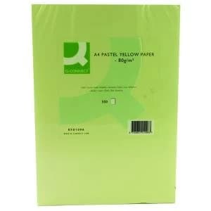 Q-Connect Yellow Coloured A4 Copier Paper 80gsm Ream Pack of 500
