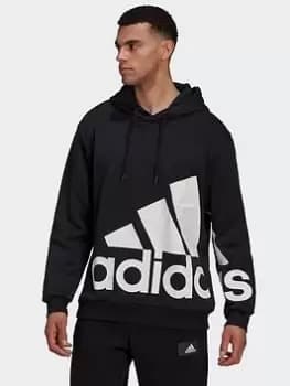 adidas Essentials Giant Logo Fleece Hoodie, Black/White Size M Men