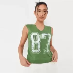 Missguided Athletics Graphic Vest - Green
