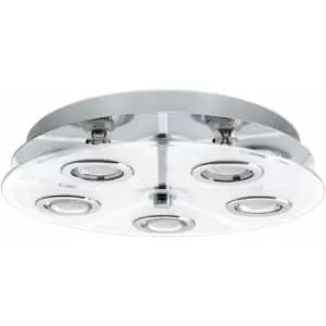 Flush Ceiling Light Colour Chrome Shade White Clear Satin Glass Bulb GU10 5x3W