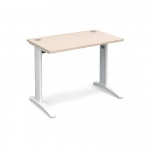 TR10 Straight Desk 1000mm x 600mm - White Frame maple Top