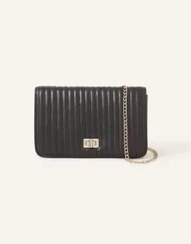 Accessorize Quilted Chain Shoulder Bag Black