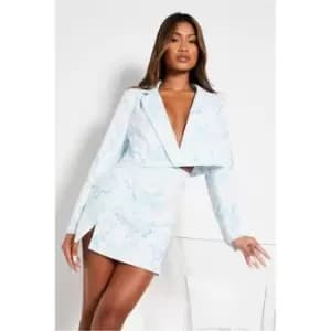 I Saw It First Blue Petite Premium Printed Tailored Mini Skirt - Blue