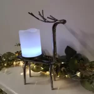 28cm Iron Reindeer Tealight Candle Holder Christmas Decoration