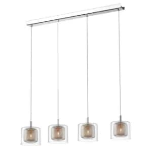 Spring 4 Light Ceiling Pendant Bar Mesh Chrome, Copper, Glass, G9