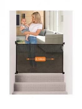 Dreambaby Retractable Relocatable Gate (Fits Gaps 0-140Cm) - Black/Mesh