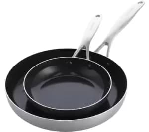 GREENPAN Geneva CC004783-001 2 Piece Non-stick Frying Pan Set - Stainless Steel