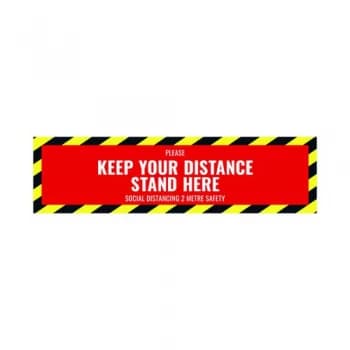 Social Distance Floor Sticker 500x130mm Pack of 5 Socialstick02