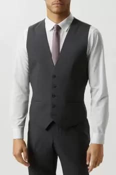 Mens Slim Grey Grid Check Waistcoat