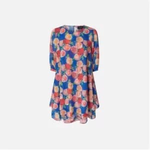 James Lakeland Rose Print Wave Hem Dress - Blue