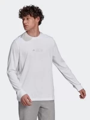 adidas Long Sleeve Graphic T-Shirt, White Size XL Men