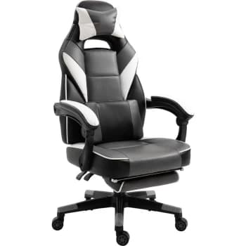 Vinsetto - Cool & Stylish Gaming Chair Ergonomic Recliner w/ Thick Padding Footrest Neck & Back Pillow 5 Wheels Racing Swivel Height Adjustable Home