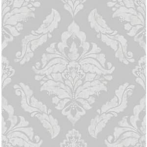 Boutique Silver Damaris Damask Wallpaper - One size - metallic