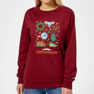 National Lampoon Griswold Christmas Starter Pack Womens Christmas Sweatshirt - Burgundy - L