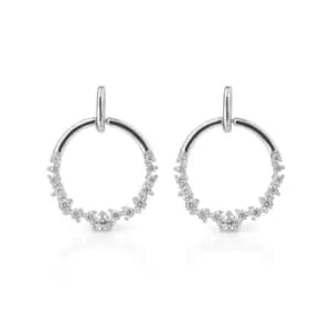 Diamonfire Silver Zirconia Open Circle Drop Earrings