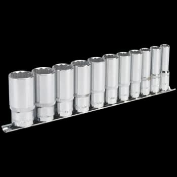 Sealey 11 Piece 3/8" Drive Deep Bi Hexagon WallDrive Socket Set Imperial 3/8"