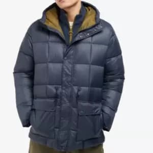 Barbour Fell Baffle Quilted Shell Hooded Jacket - M