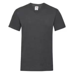 Fruit Of The Loom Mens Valueweight V-Neck, Short Sleeve T-Shirt (2XL) (Dark Heather)